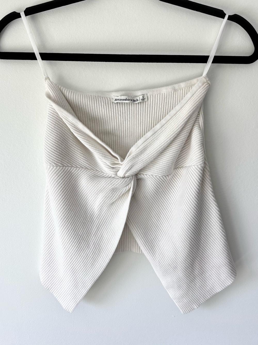Abercrombie & Fitch Cream White Ribbed Open Twist Front Strapless Tube Top